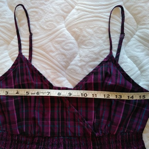 Deep purple plaid Converse One Star Cotton Sundress Sz S - Picture 4 of 10